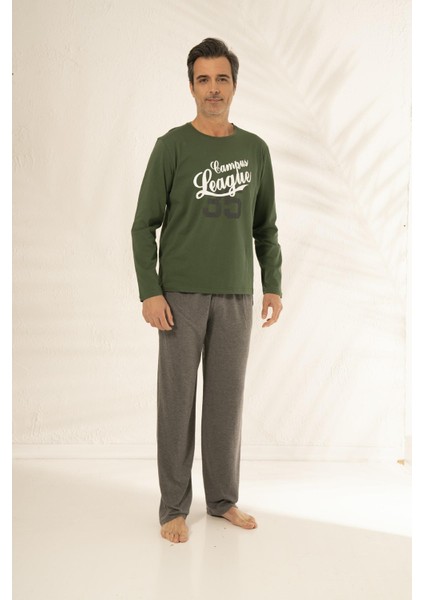 Erkek Uzun Kollu Baskılı Yazlık Penye Pijama Takımı fırsatları