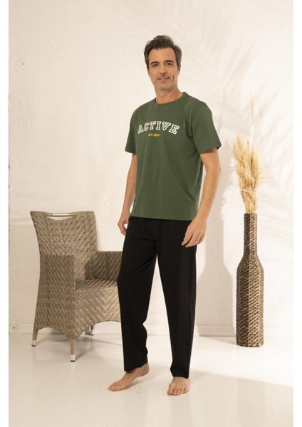 Erkek Kısa Kollu Active Baskılı Yazlık Penye Pijama Takımı modelleri