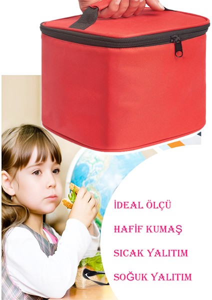 Kamp Outdoor Soğutucu çanta Soğuk Sıcak Isı Yalıtımlı Yemek Taşıma Sefer Tası Beslenme ve Piknik Çantası Kırmızı