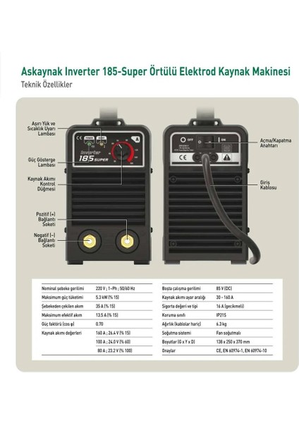 Kaynak Makinesi Inverter 185 Super