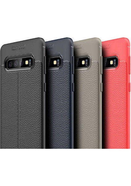 Samsung Galaxy S10 Kılıf Deri Görünümlü Renk Atmayan Dayanaklı Silikon Kapak (Niss)