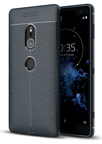 Sony Xperia Xz2 Kılıf Deri Görünümlü Renk Atmayan Dayanaklı Silikon Kapak (Niss)