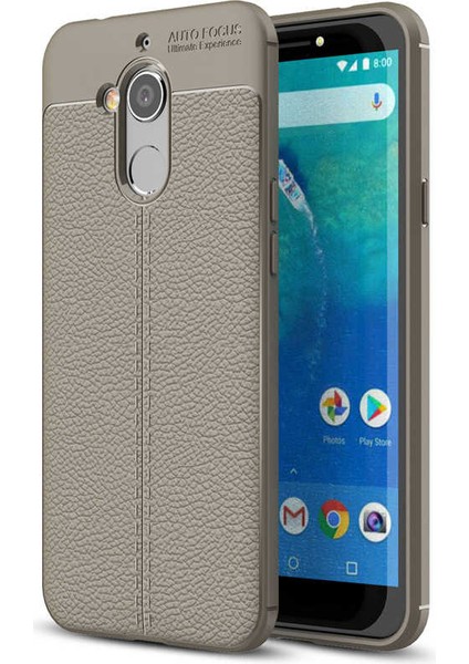 General Mobile 8 Go Kılıf Deri Görünümlü Renk Atmayan Dayanaklı Silikon Kapak (Niss)