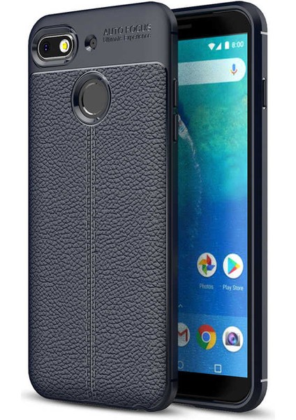 General Mobile 8 Go Kılıf Deri Görünümlü Renk Atmayan Dayanaklı Silikon Kapak (Niss)