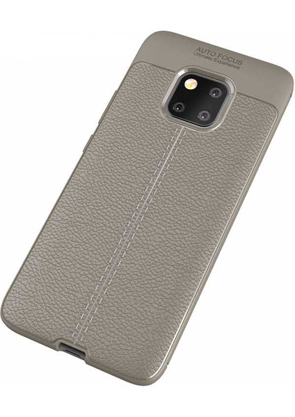 Huawei Mate 20 Pro Kılıf Deri Görünümlü Renk Atmayan Dayanaklı Silikon Kapak (Niss)