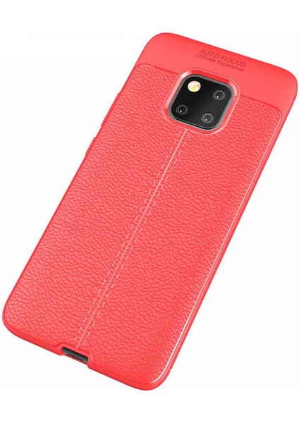 Huawei Mate 20 Pro Kılıf Deri Görünümlü Renk Atmayan Dayanaklı Silikon Kapak (Niss)