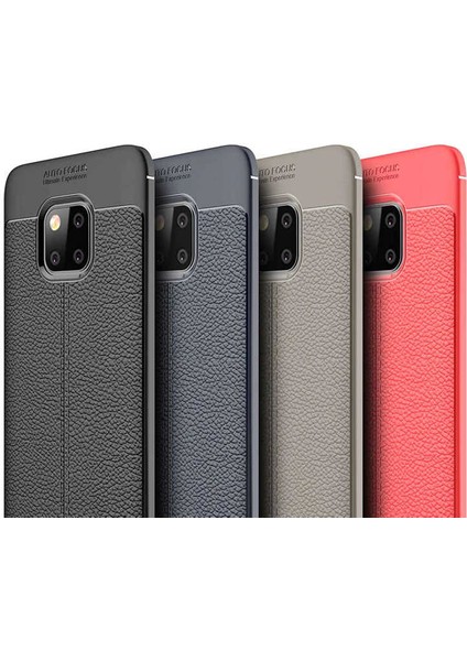Huawei Mate 20 Pro Kılıf Deri Görünümlü Renk Atmayan Dayanaklı Silikon Kapak (Niss)