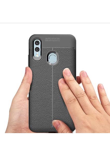 Huawei P Smart 2019 Kılıf Deri Görünümlü Renk Atmayan Dayanaklı Silikon Kapak (Niss)