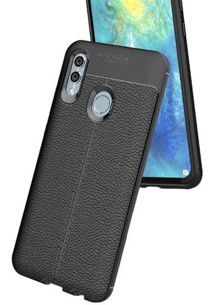 Huawei P Smart 2019 Kılıf Deri Görünümlü Renk Atmayan Dayanaklı Silikon Kapak (Niss)