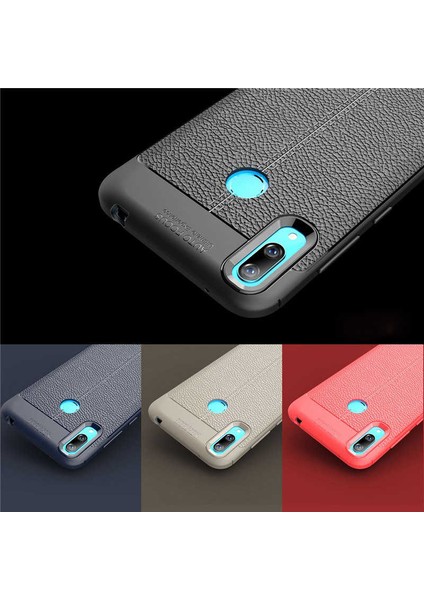 Huawei Y7 Prime 2019 Kılıf Deri Görünümlü Renk Atmayan Dayanaklı Silikon Kapak (Niss) modelleri