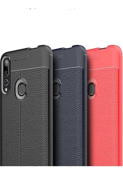 Huawei Y9 Prime 2019 Kılıf Deri Görünümlü Renk Atmayan Dayanaklı Silikon Kapak (Niss)