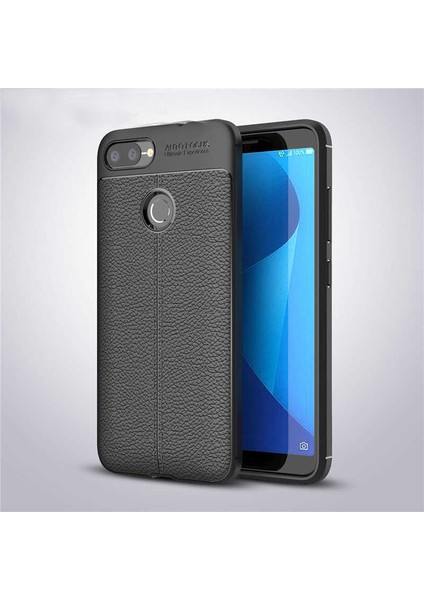 Asus Zenfone Max Plus (M1) ZB570TL Kılıf Deri Görünümlü Renk Atmayan Dayanaklı Silikon Kapak (Niss)