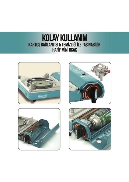 Seramik Brülörlü Portatif Tekli Ocak Mavi
