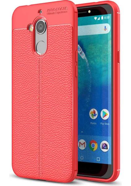 General Mobile 8 Kılıf Deri Görünümlü Renk Atmayan Dayanaklı Silikon Kapak (Niss)