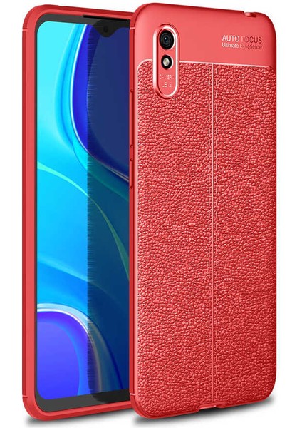 Xiaomi Redmi 9A Kılıf Deri Görünümlü Renk Atmayan Dayanaklı Silikon Kapak (Niss)