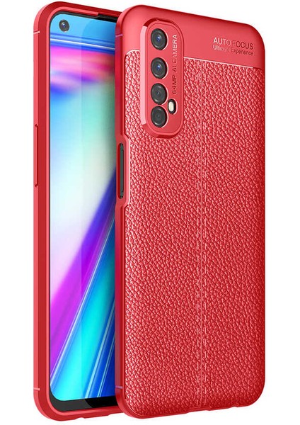 Realme 7 Kılıf Deri Görünümlü Renk Atmayan Dayanaklı Silikon Kapak (Niss)