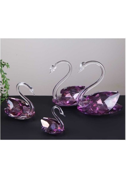 Küçük Mor Kuğu Kristal Cam El Yapımı 8X9CM Tekli Biblo fiyatları