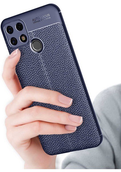 Oppo A15S Kılıf Deri Görünümlü Renk Atmayan Dayanaklı Silikon Kapak (Niss)