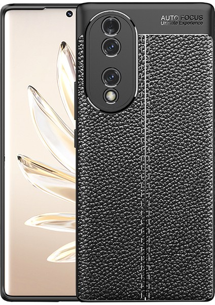 Huawei Honor 70 Kılıf Deri Görünümlü Renk Atmayan Dayanaklı Silikon Kapak (Niss)