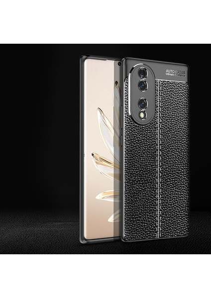 Huawei Honor 70 Kılıf Deri Görünümlü Renk Atmayan Dayanaklı Silikon Kapak (Niss)