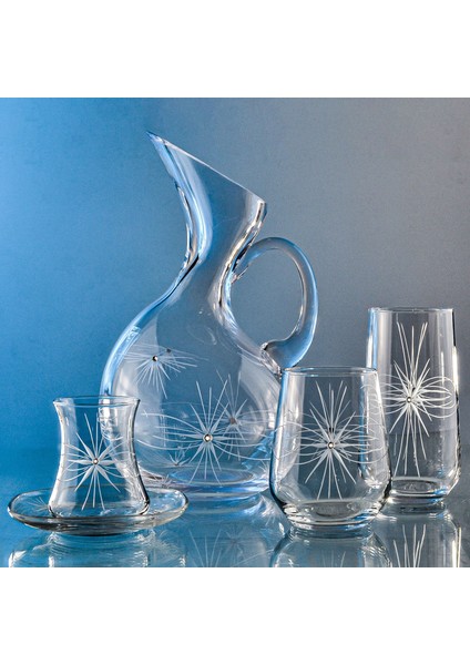 Kazaan 25 Parça Bardak Çeyiz Seti Ördek Karaflı Mira Desenli