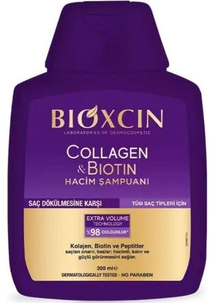 Bioxcin collagen & Biotin Ekstra Hacim & Dolgunlaştırıcı Şampuan 300 Ml - Ince Telli Ve Hassas Saçlar - Vb825