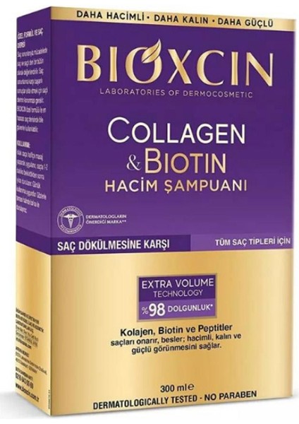 Bioxcin collagen & Biotin Ekstra Hacim & Dolgunlaştırıcı Şampuan 300 Ml - Ince Telli Ve Hassas Saçlar - Vb825