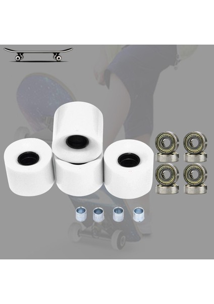 4 Adet Profesyonel Sınıf Longboard Kaykay Tekerlekleri 78A 8 Adet Rulmanlar Beyaz Altın Kapak (Yurt Dışından)