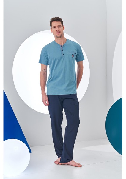 24312 Erkek 3'lü Fleto Cep Patlı Pijama Şort Takım