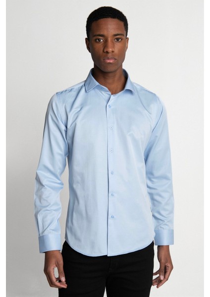 Slim Fit Dar Kesim Düz Erkek Gömlek