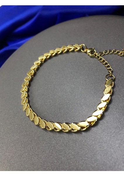 Çelik Pul Ezme Zincir Sarı Renk Bileklik modelleri