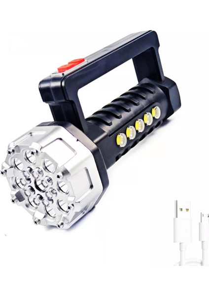 Cadde Outlet RC-3030ULTRA Güçlü El Feneri Şarjli 17LED+5COB LED 2023 3030RC