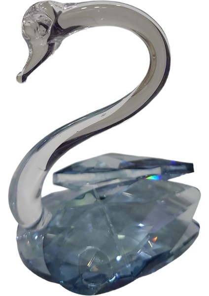 Minik Mavi Kuğu Kristal Cam El Yapımı 6X7CM Tekli Biblo
