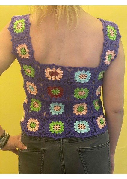 El Örgüsü Renkli Motifli Askılı Kadın Bluz Bady Süveter Yeni Sezon Üst Giyim modelleri