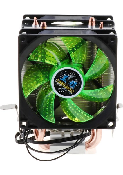4 Pin LED Cpu Çift Soğutma Fanı Pc Sessiz Soğutucu Soğutucu Radyatör Yeşil (Yurt Dışından)