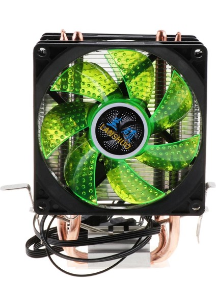 4 Pin LED Cpu Çift Soğutma Fanı Pc Sessiz Soğutucu Soğutucu Radyatör Yeşil (Yurt Dışından)