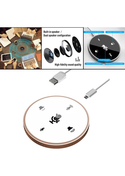 USB Konferans Mikrofon W / Hoparlör 360 ° Pc Laptop Altın Için Omnidirectional (Yurt Dışından)