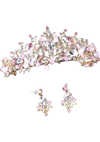 Tiara ve Taç Başlıkları Pageant Tiaras Prenses Taç Doğum Günü Partisi Stili A ve Küpeler (Yurt Dışından) fırsatları