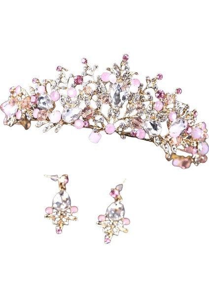 Tiara ve Taç Başlıkları Pageant Tiaras Prenses Taç Doğum Günü Partisi Stili A ve Küpeler (Yurt Dışından) indirimleri
