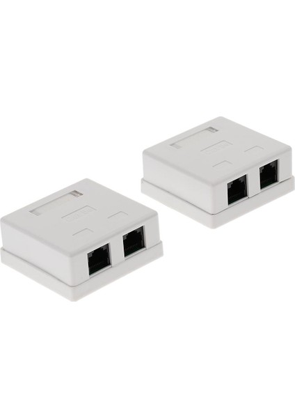2 Adet 2 Port CAT5E Ağ / Internet Kablo Duvar Yüzey Montaj Kompakt Kutu (Yurt Dışından)