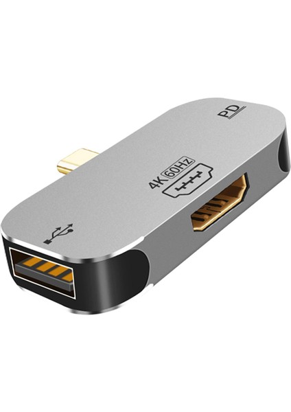 3 In1 Yerleştirme Istasyonu Tip-C USB Pd Şarj Portu Adaptörü Dizüstü USB Dock HDMI Pd Tipi C F (Yurt Dışından)