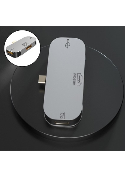 3 In1 Yerleştirme Istasyonu Tip-C USB Pd Şarj Portu Adaptörü Dizüstü USB Dock HDMI Pd Tipi C F (Yurt Dışından)