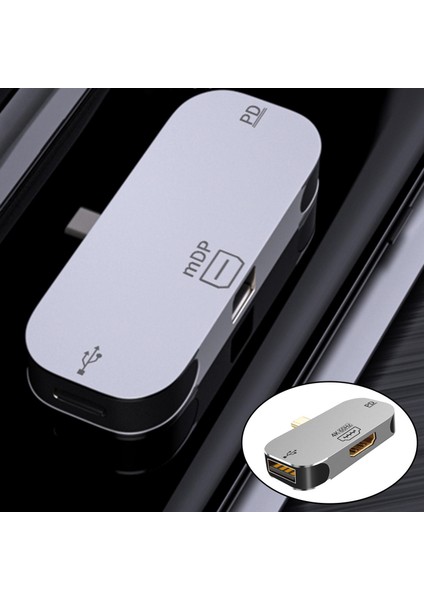 3 In1 Yerleştirme Istasyonu Tip-C USB Pd Şarj Portu Adaptörü Dizüstü USB Dock HDMI Pd Tipi C F (Yurt Dışından)