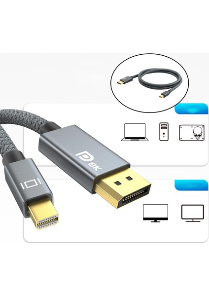 Mini Displayport Için Displayport Kablosu Alüminyum Kabuk 2k @ 144Hz Projektör Için (Yurt Dışından)