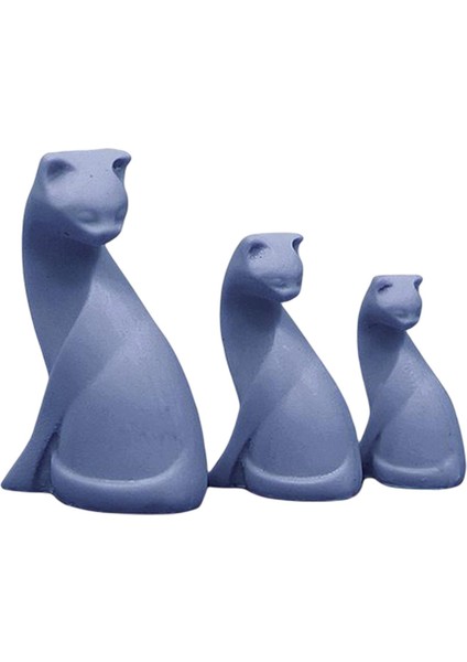 Dollhouse El Yapımı Minyatür Kedi Heykelcik Koyu Mavi (Yurt Dışından)