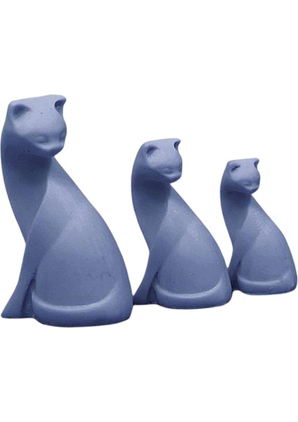 Dollhouse El Yapımı Minyatür Kedi Heykelcik Koyu Mavi (Yurt Dışından)