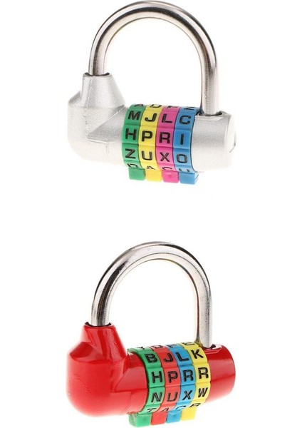 2 x Gümüş ve Kırmızı 4 Haneli Kadran Harf Kombinasyonu Bagaj Bavul Asma Kilit (Yurt Dışından)