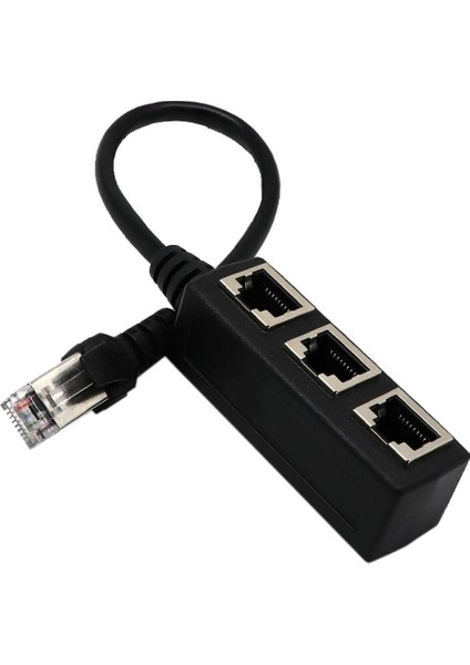 RJ45 Ethernet Lan Network Splitter 3 Yollu Adaptör 3 Bağlantı Noktaları Dönüştürücü 1 Ila 3 Siyah (Yurt Dışından)