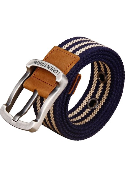 Tuval Kemer Alaşım Pimi Toka Dokuma Kemer Bel Bandı Spor Pantolonları Için Kot Mavi Şerit 110CM (Yurt Dışından) modelleri