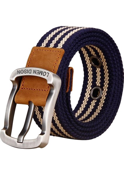 Tuval Kemer Alaşım Pimi Toka Dokuma Kemer Bel Bandı Spor Pantolonları Için Kot Mavi Şerit 110CM (Yurt Dışından) fırsatları
